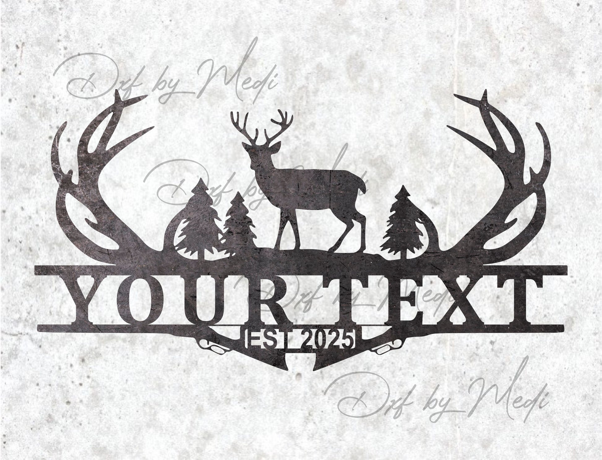 Hunting Deer Monogram Sign DXF SVG CDRHunting Deer Monogram Sign DXF SVG CDR