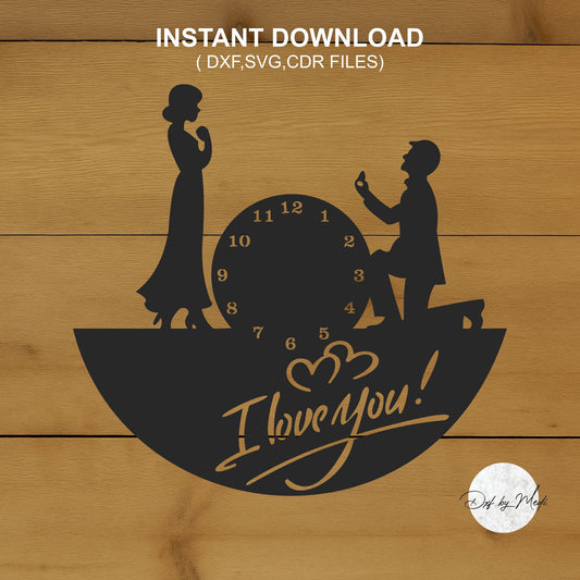 I love you wall clock valentines gift-  Wall Clock DXF SVG File for Cnc plasma laser Cutting - Romantic Decor & DIY Projects