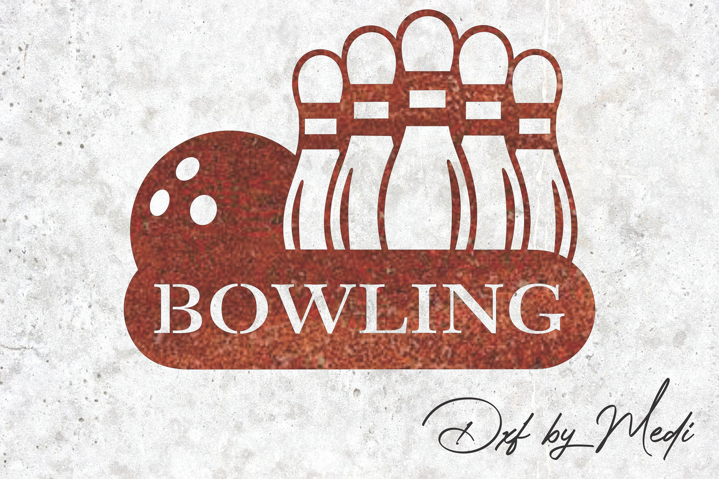 Bowling Monogram sign with custom name- dxf files for cnc plasma- monogram wall art - laser cut files- svg design for laser