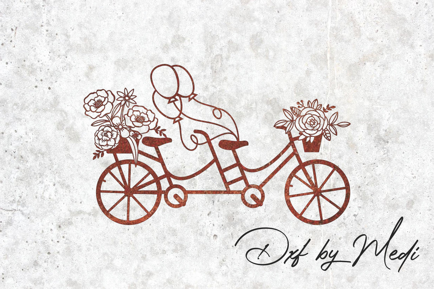 Bicycle with flower and baloon clipart- DXF SVG files for Plasma Cnc Laser Waterjet Ready to cut clipart file