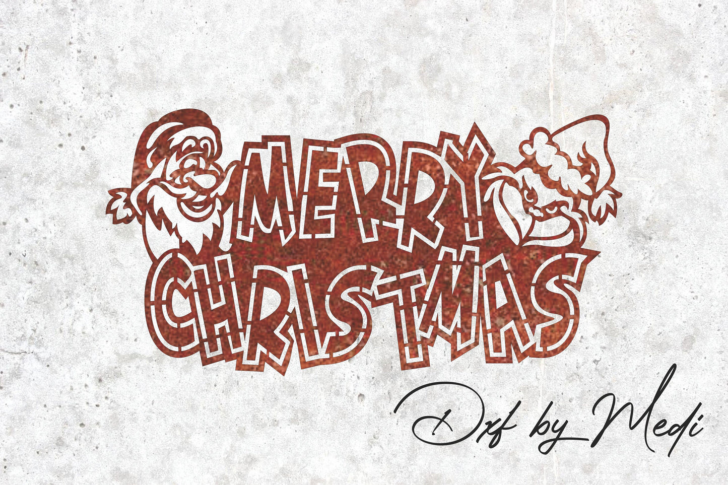 Merry christmas santa - DXF SVG files for Plasma Cnc Laser Waterjet Ready to cut clipart file