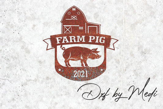 outdoor monogram pig sign with custom name- dxf files for cnc plasma- monogram wall art - laser cut files- farm ranch sign