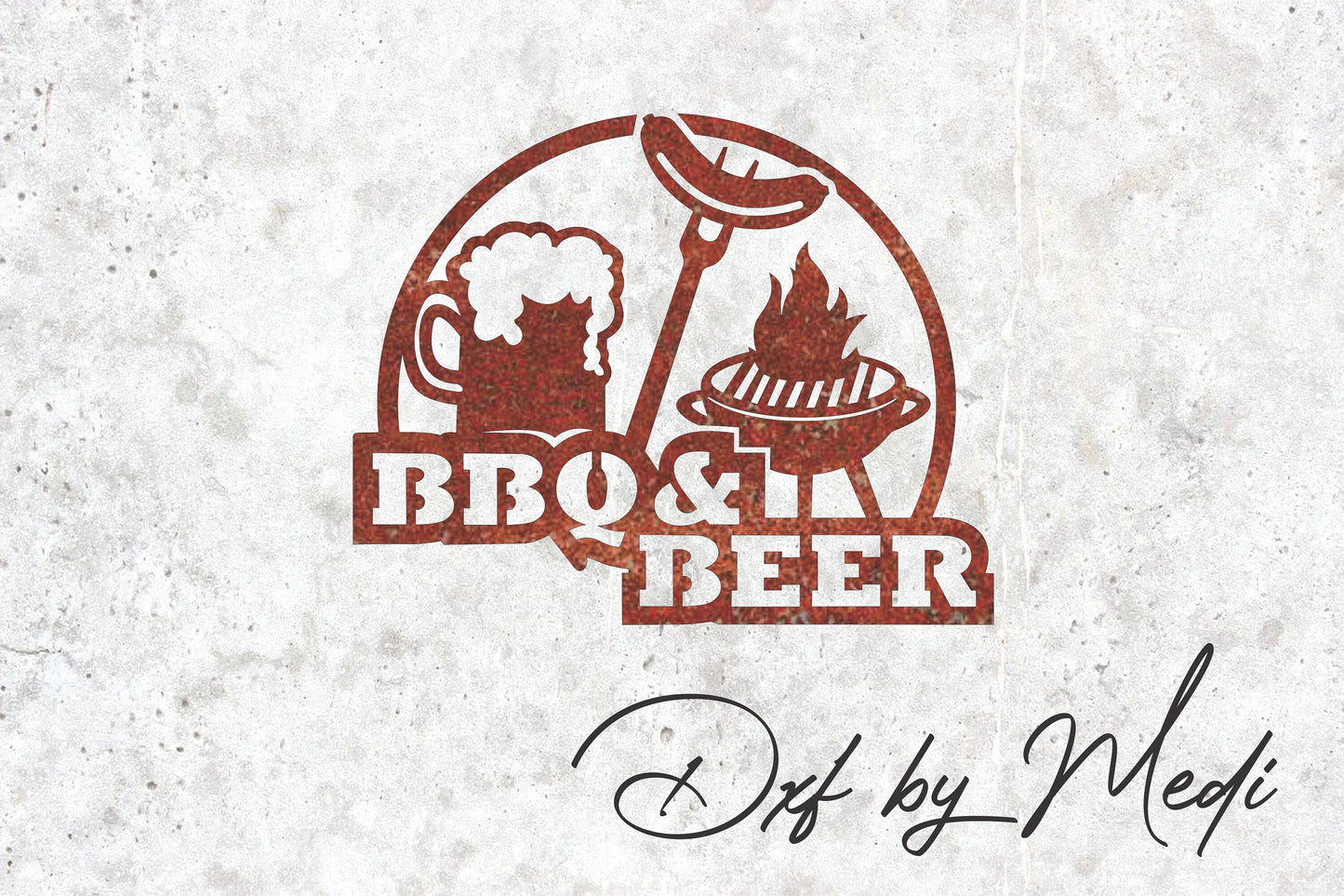 BBQ & beer" Sign dxf File for Laser Cutting and cnc Projects - DXF SVG files for Plasma Cnc Laser Waterjet Ready to cut clipart file