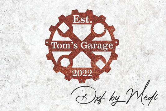 Personalized Monogram Garage Sign  - DXF SVG files for Plasma Cnc Laser Waterjet Ready to cut