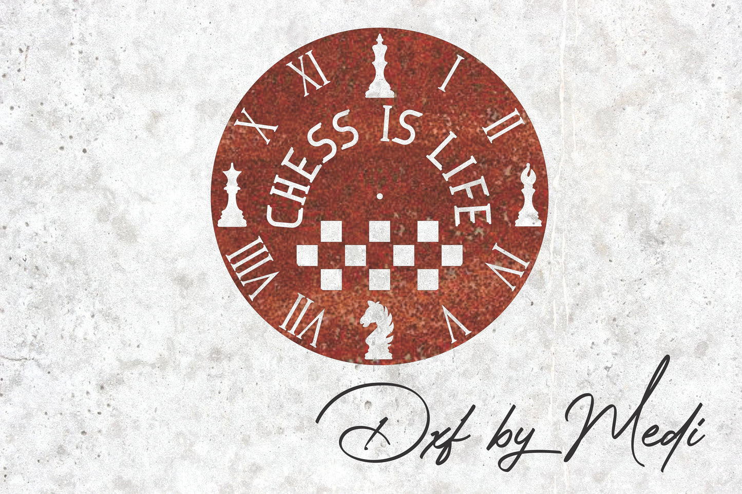 Life is Chess Wall Clock DXF File for Laser and Plasma Cnc Cutting - DXF SVG files Ready to cut - clipart file