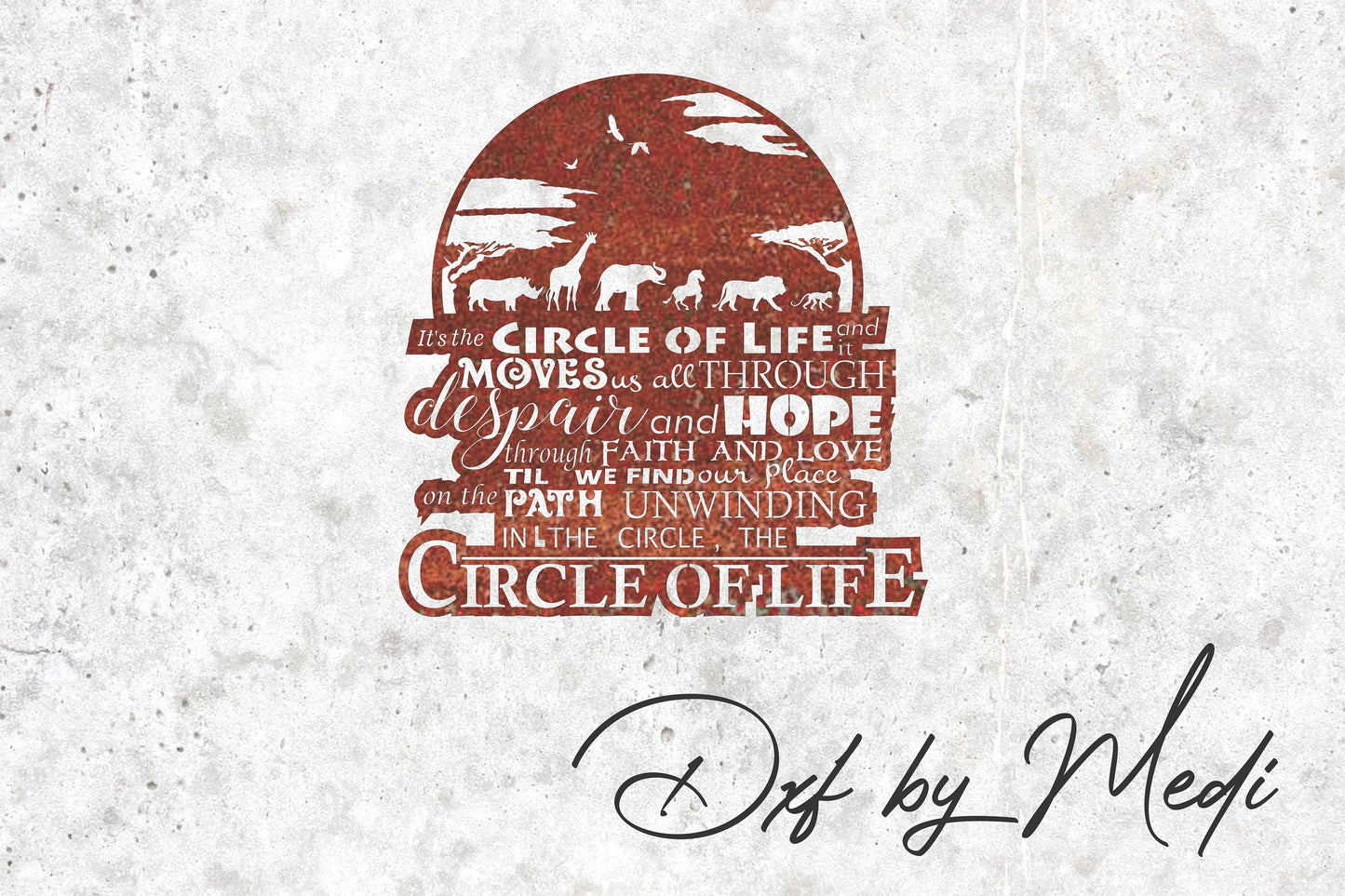 Circle of Life Wild Animals Sign DXF SVG File for CNC Plasma, Laser, and Waterjet Cutting