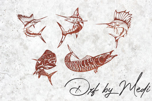 Marine Fish Pack DXF SVG File for CNC Plasma, Laser cut, circuit Waterjet, ready to cut