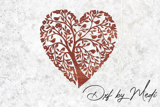 Tree Heart with Birds DXF SVG File for Cnc plasma laser Cutting - Romantic Decor & DIY Projects