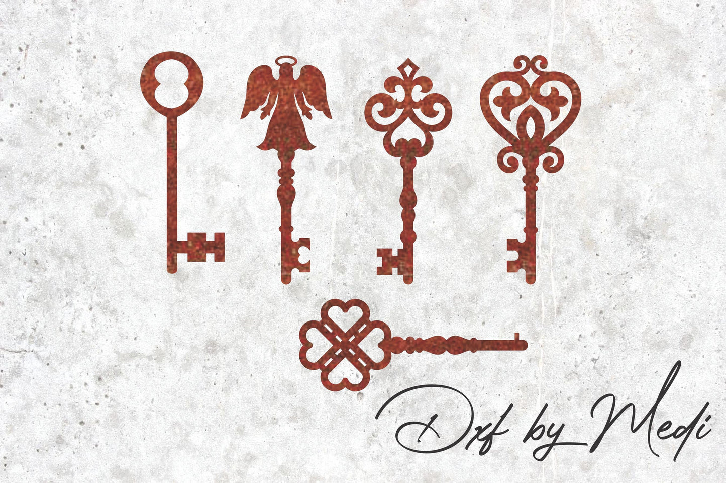 Pack of Old Keys Dxf Svg Files for CNC laser Cutting - Retro Decor & DIY Projects