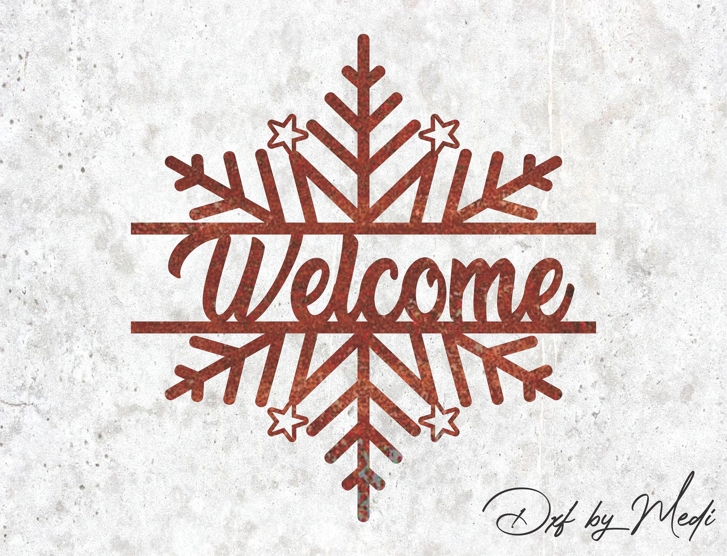 flake christmas welcome sign - DXF SVG files for Plasma Cnc Laser Waterjet Ready to cut clipart file