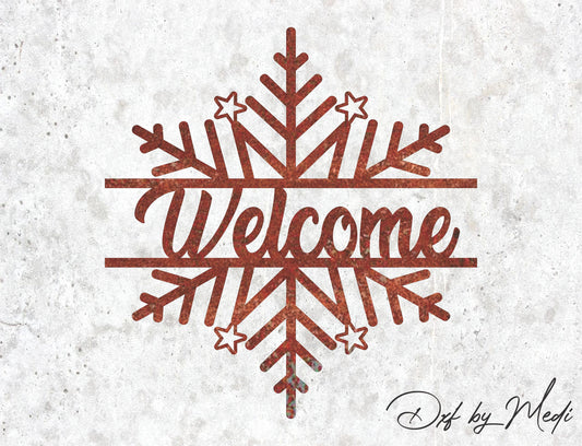 flake christmas welcome sign - DXF SVG files for Plasma Cnc Laser Waterjet Ready to cut clipart file