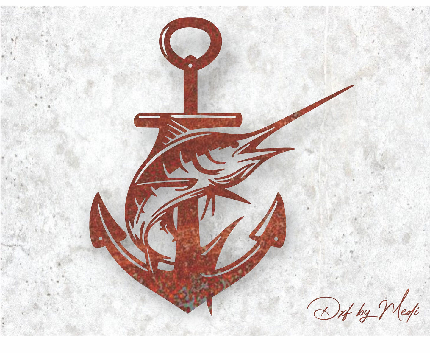 Anchor Swordfish - DXF SVG files for Plasma Cnc Laser Waterjet Ready to cut- dxf File for DIY Projects