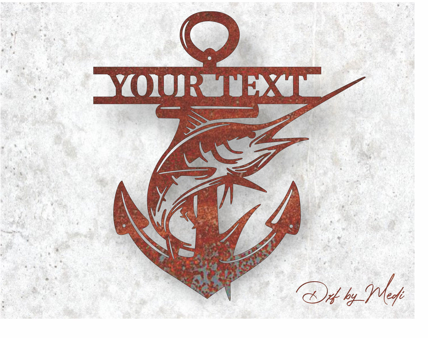 Personalized Anchor Swordfish - DXF SVG files for Plasma Cnc Laser Waterjet Ready to cut- dxf File for DIY Projects