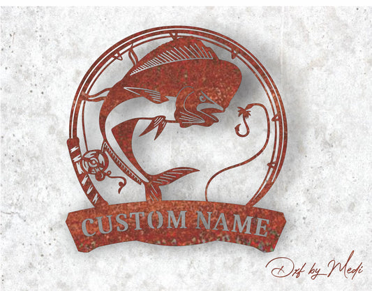 Personalized Fishing mahi-mahi Fish Sign - Customizable DXF SVG files for Plasma Cnc Laser Waterjet Ready to cut- dxf File for DIY Projects