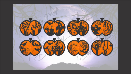 pack pumpkins halloween, 2 layers, Spooky decor sign svg,  Halloween Laser Cut Files, Halloween dxf, cnc plasma, laser cut file