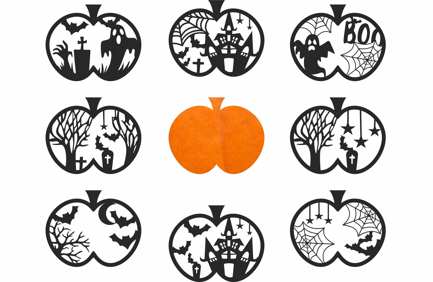 pack pumpkins halloween, 2 layers, Spooky decor sign svg,  Halloween Laser Cut Files, Halloween dxf, cnc plasma, laser cut file