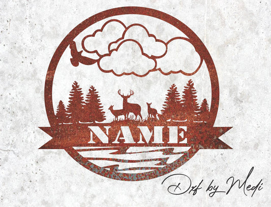 Deer Outdoor Monogram DXF svg Files - Instant Download for Laser, Plasma, Waterjet Cutting