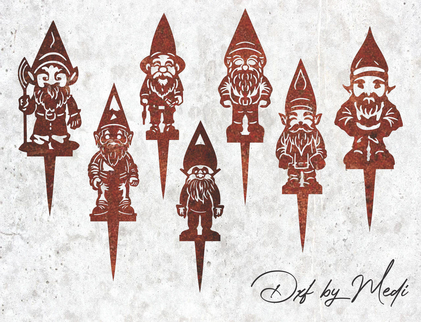 Gnome Stakes Pack DXF & SVG Files - Ideal for CNC, Laser Cutting, and Waterjet