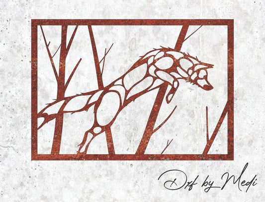 Wolf Jumping in the Forest Wall Decor DXF & SVG Files - Perfect for Laser Cut, Waterjet, and Plasma Cutting