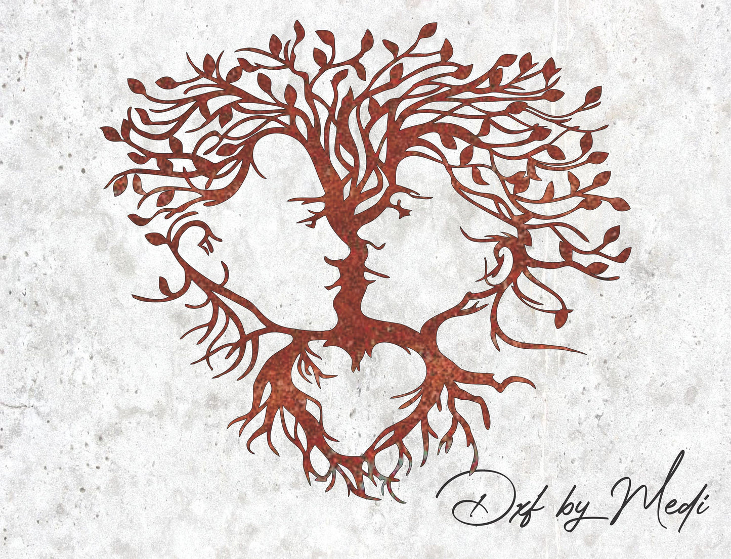 couple tree wall art - DXF SVG files for Plasma Cnc Laser Waterjet Ready to cut clipart file