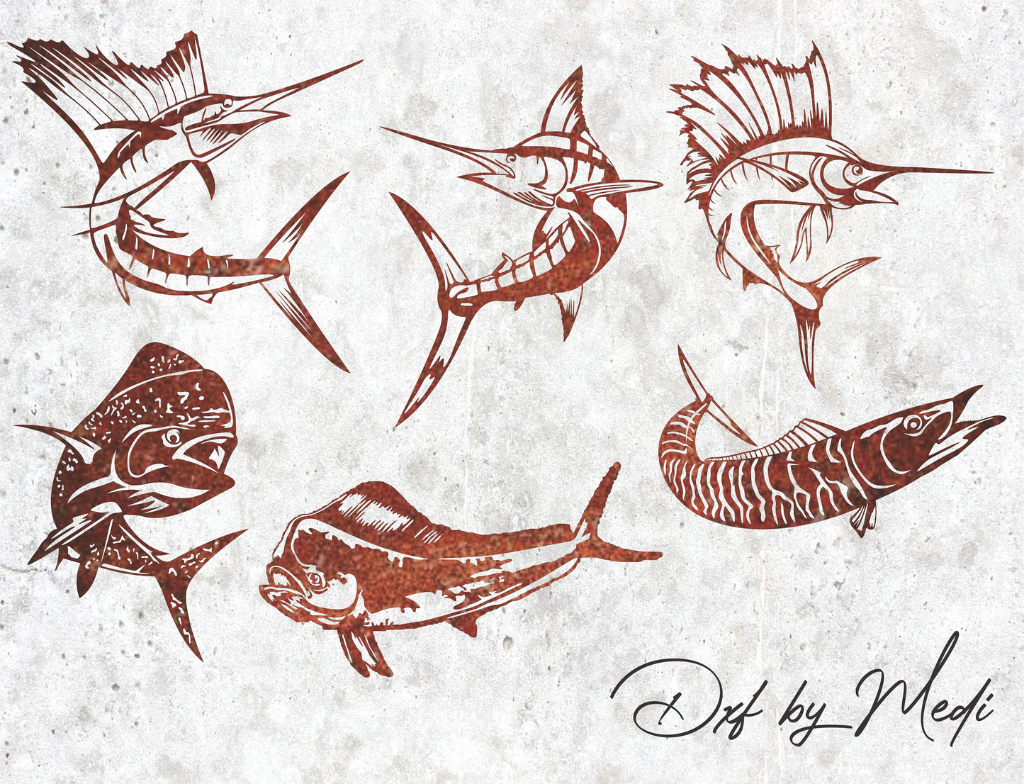 Marlin Fish Pack DXF & SVG Files - Perfect for Laser Cut, Waterjet, and Plasma Cutting