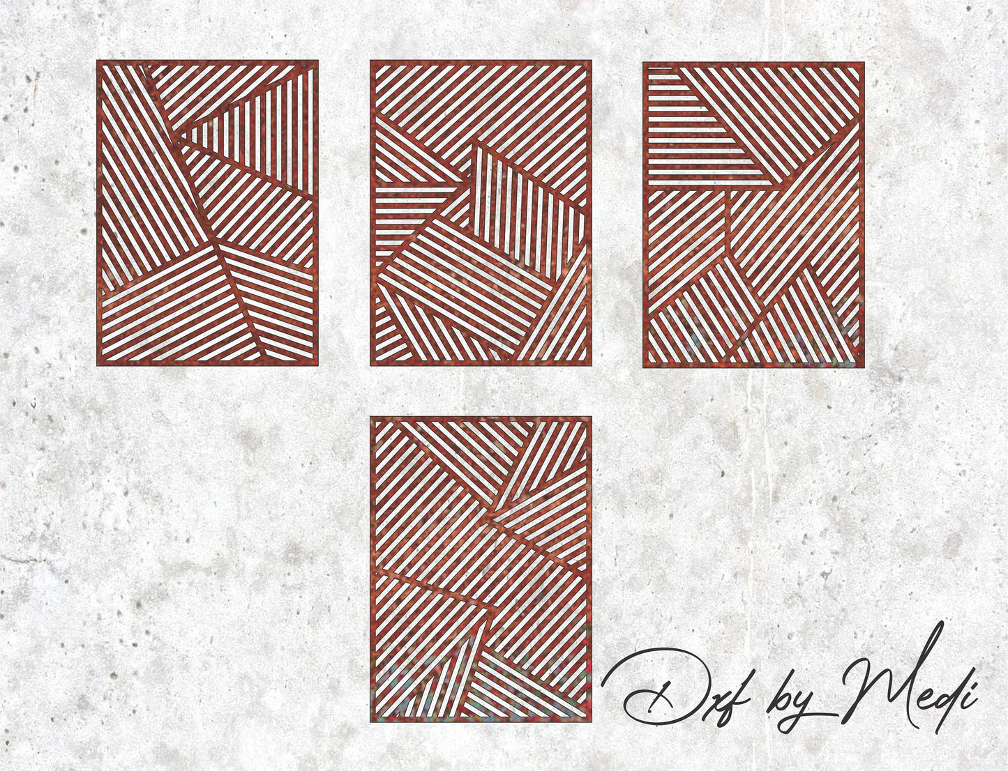 Geometric Wall Decor Panels Set DXF SVG File for CNC Plasma, Laser, and Waterjet Cutting