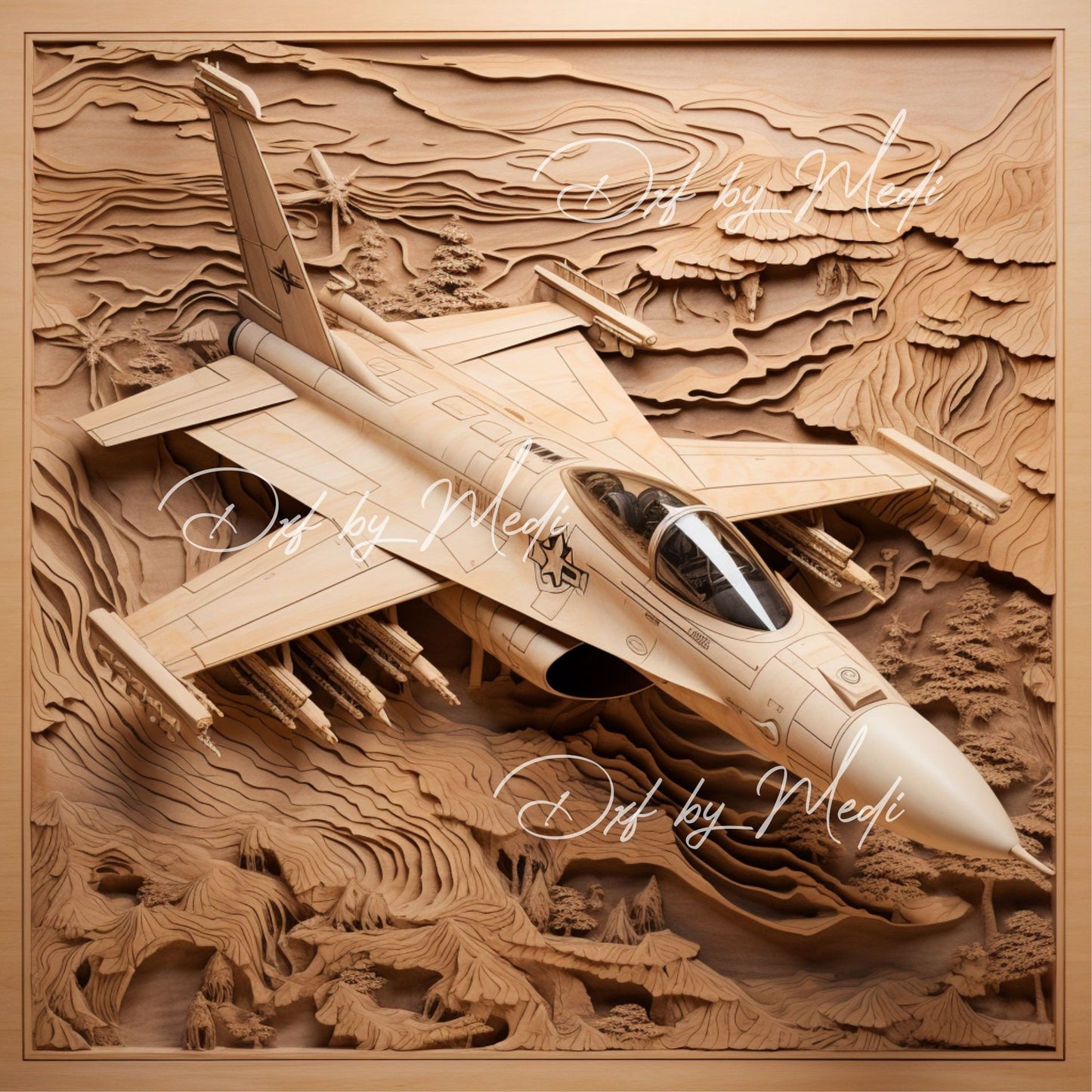 Laser Burn PNG | 3D Illusion | Engrave | Laser Ready | Lightburn File | Digital Design File | air force - flight