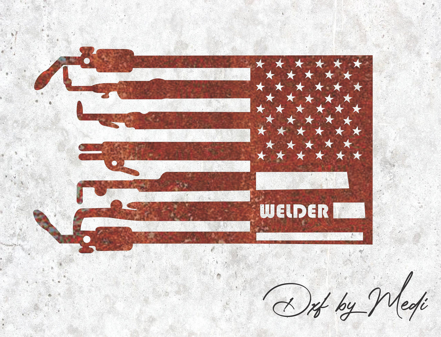 American flag Welder DXF svg Files - Instant Download for Laser, Plasma, Waterjet Cutting, ready to cut