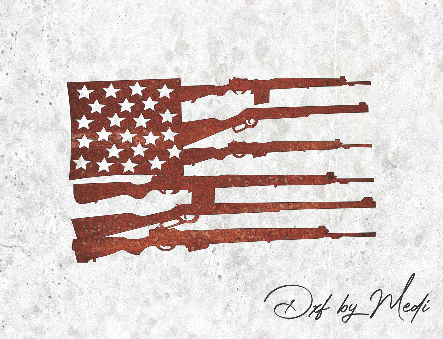 Rifles American flag - DXF SVG files for Plasma Cnc Laser Waterjet Ready to cut clipart file