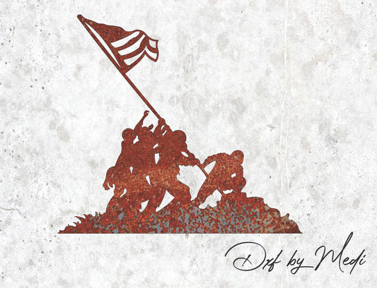 Raising the Flag Iwo Jima memorial - DXF SVG files for Plasma Cnc Laser Waterjet Ready to cut clipart file