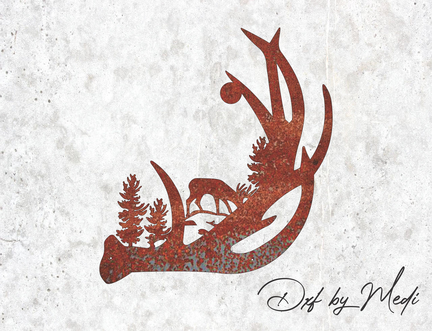 Deer Antler Scene Abstract - DXF SVG files for Plasma Cnc Laser Waterjet Ready to cut clipart file