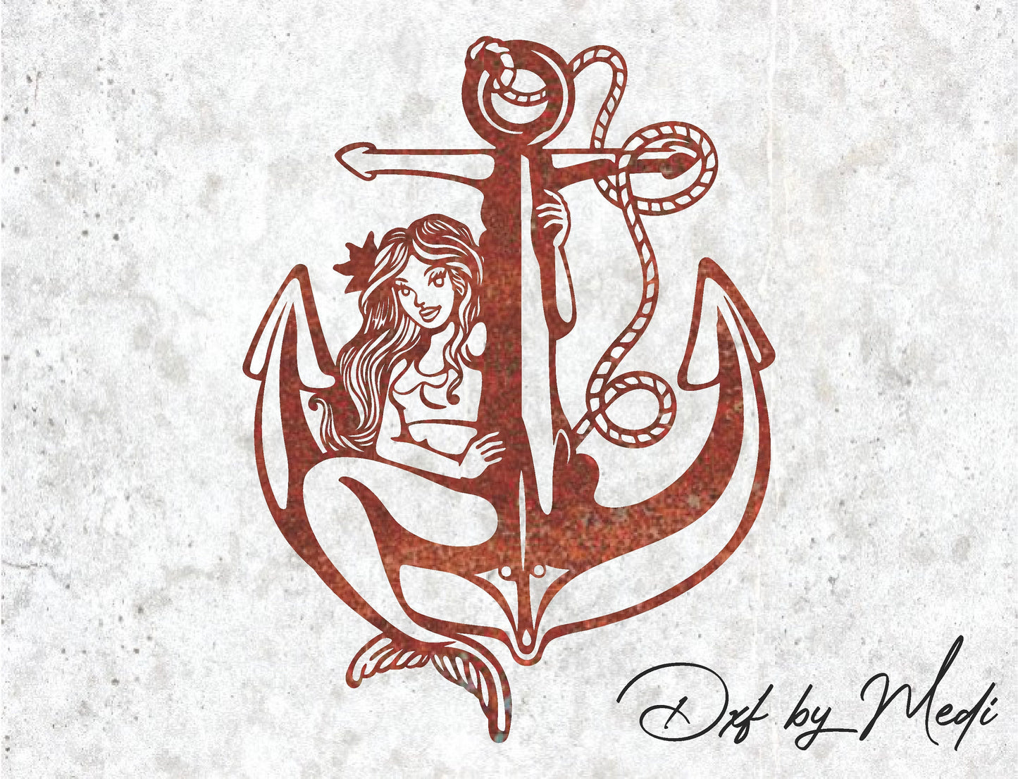 Mermaid on the Anchor - DXF SVG files for Plasma Cnc Laser Waterjet Ready to cut clipart file