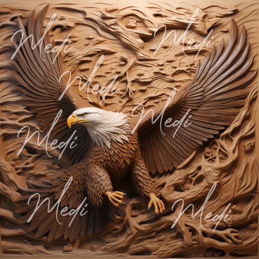 Laser Burn PNG | 3D Illusion | Engrave | Laser Ready | Lightburn File | Digital Design File | Bald eagle