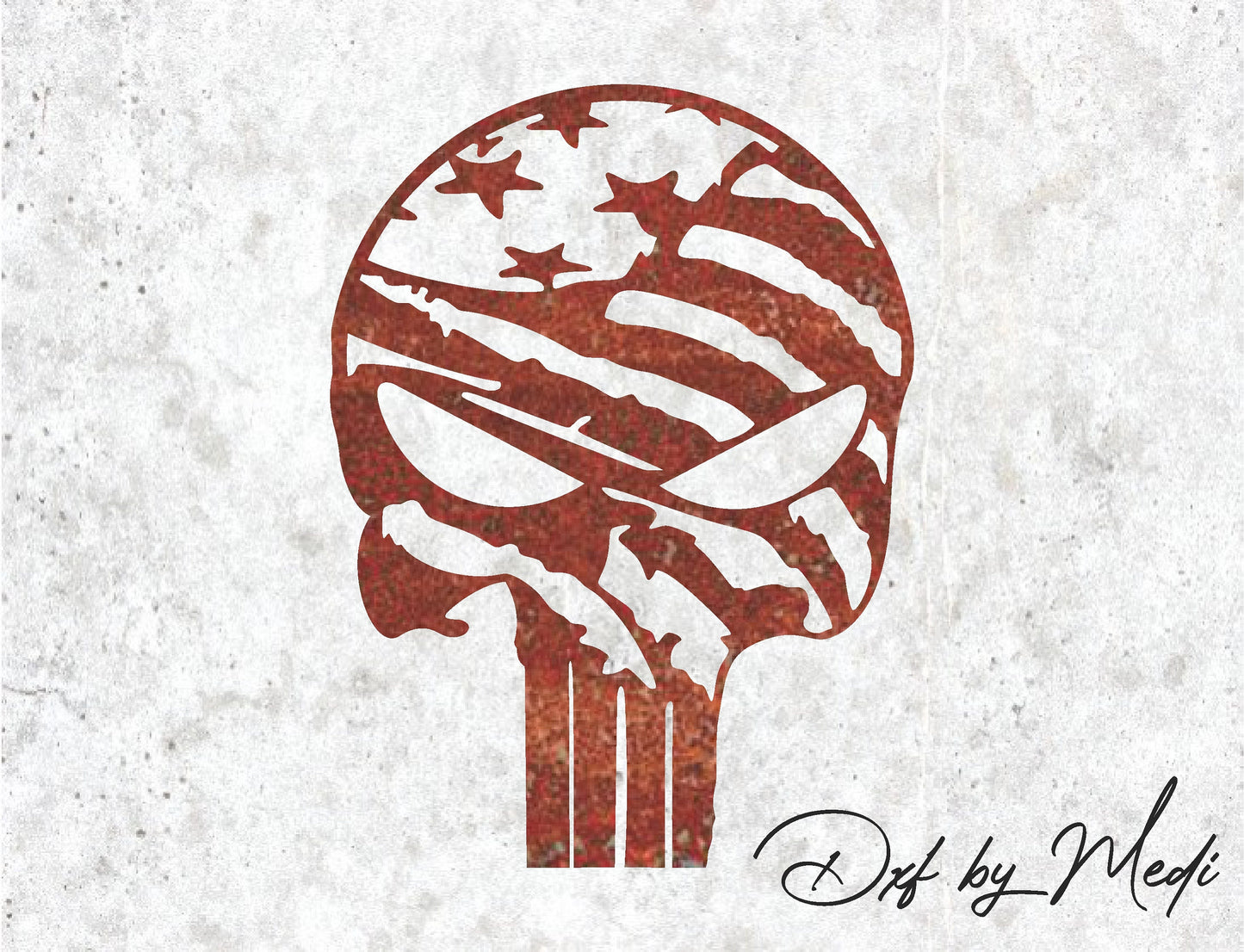 Skull with American Flag  DXF svg Files - Instant Download for Laser, Plasma, Waterjet Cutting