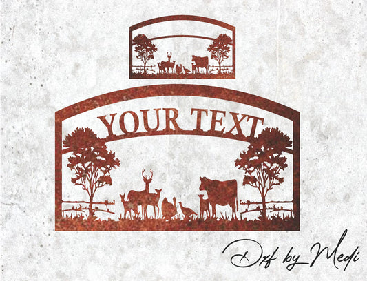 Personalized Deer Scene DXF SVG Files - Rustic Farm and Outdoor Metal Art Templates