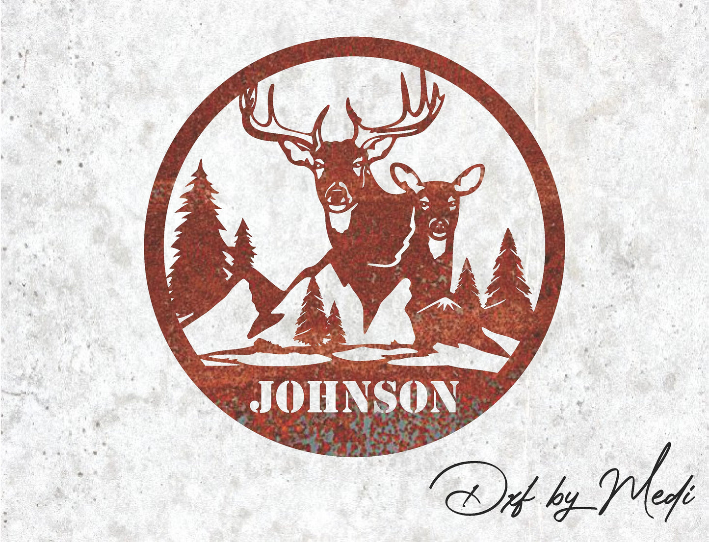 Deer Custom Name Outdoor Monogram sign DXF svg Files - Instant Download for Laser, Plasma, Waterjet Cutting