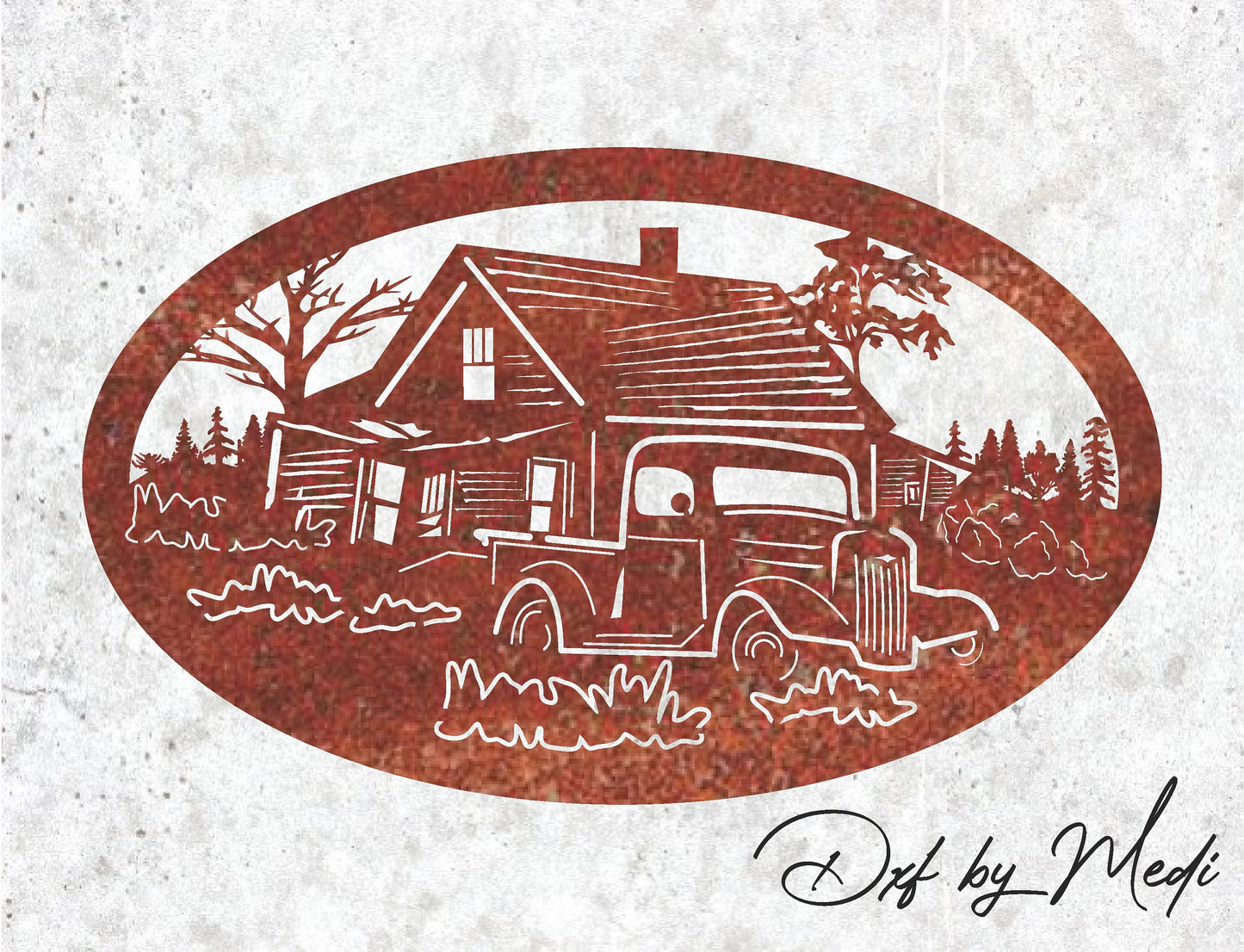 Farmhouse Scene Sign - DXF SVG File for Cnc plasma laser Cutting - Coastal Decor & DIY Projects