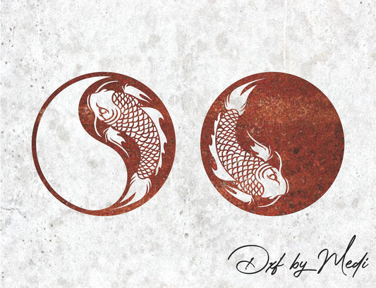 Two-Layer Fish Yin Yang DXF SVG File for Cnc plasma laser Cutting - Coastal Decor & DIY Projects