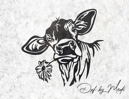 Cow with flower Tree Stake DXF svg Files - Instant Download for Laser, Plasma, Waterjet Cutting