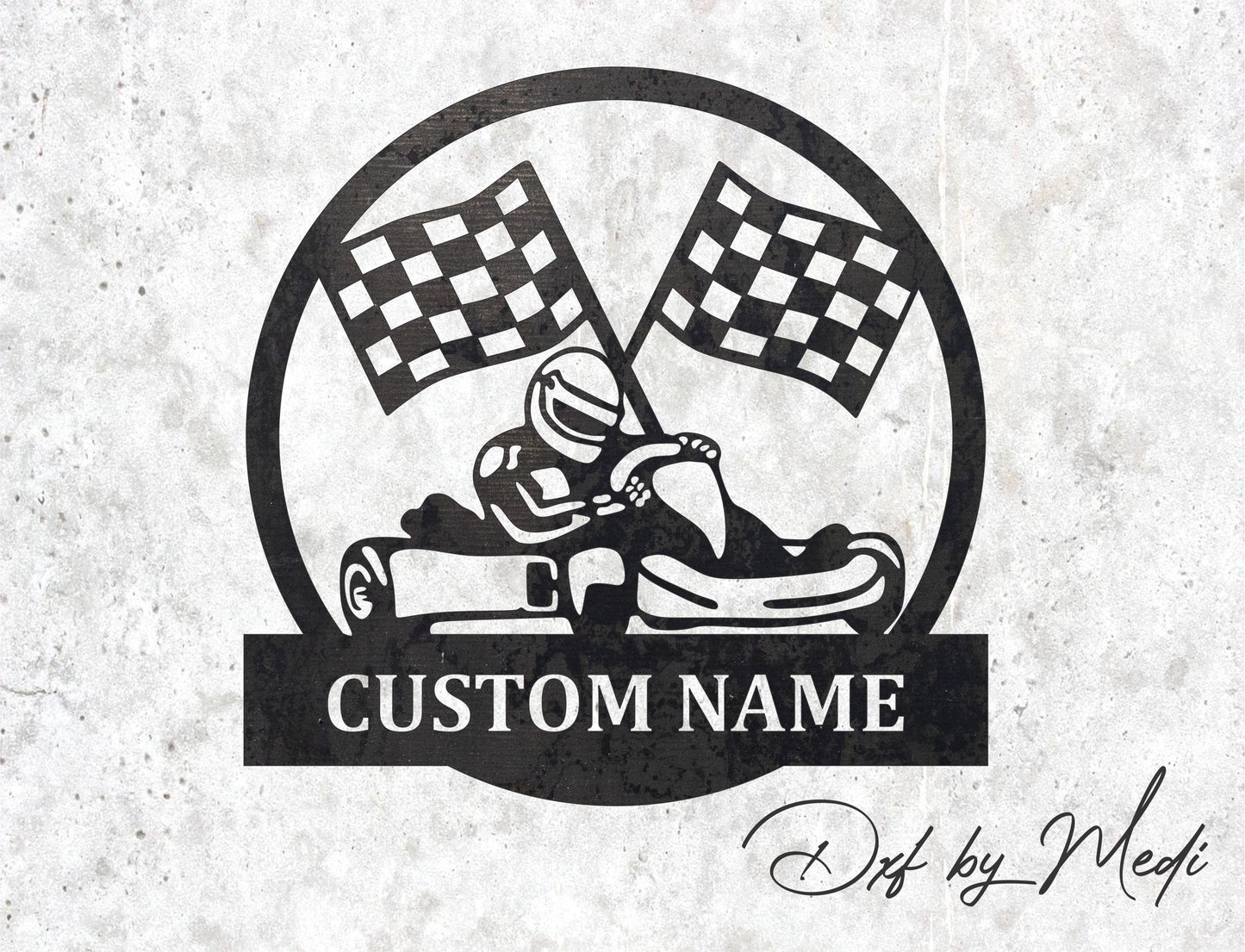 Karting Monogram Design | DXF SVG Files for CNC & Laser Cutting | Custom Racing Initials | Instant Download