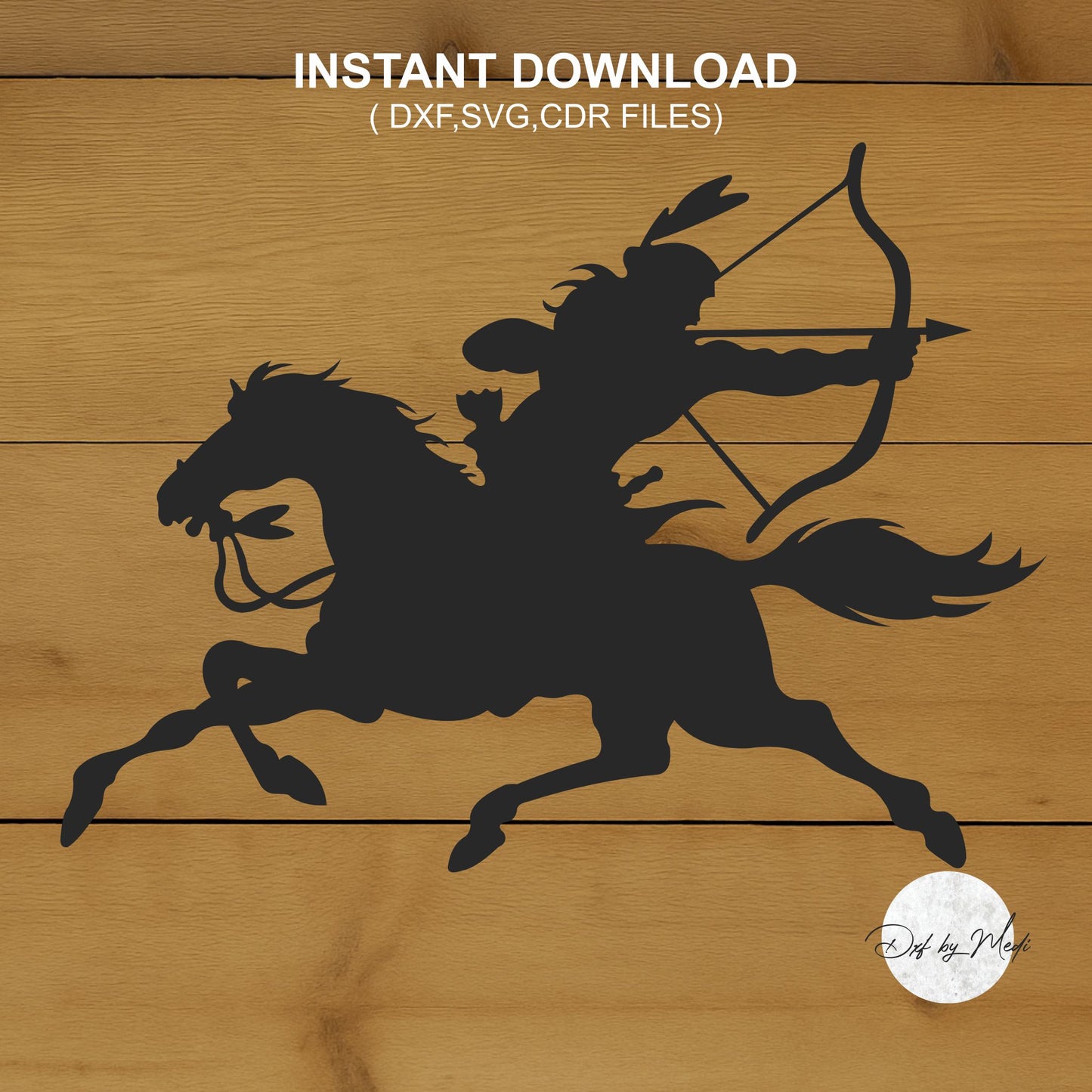 Indian Native American Horse  - DXF SVG files for Plasma Cnc Laser Waterjet Ready to cut clipart file