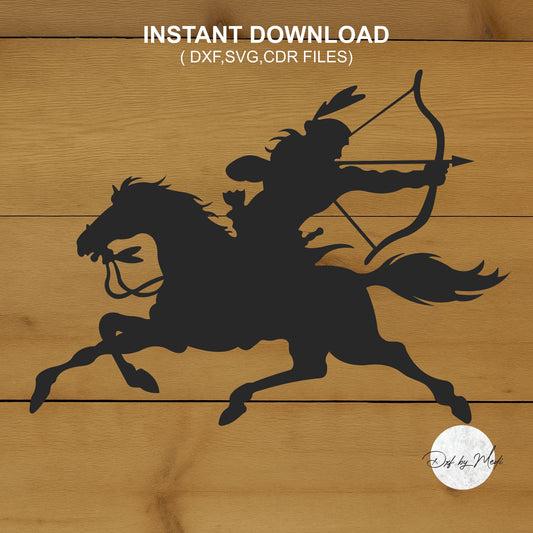 Indian Native American Horse  - DXF SVG files for Plasma Cnc Laser Waterjet Ready to cut clipart file