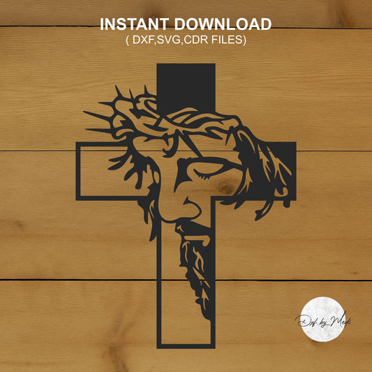 Jesus Face in Cross – Laser Cut File DXF SVG CDR