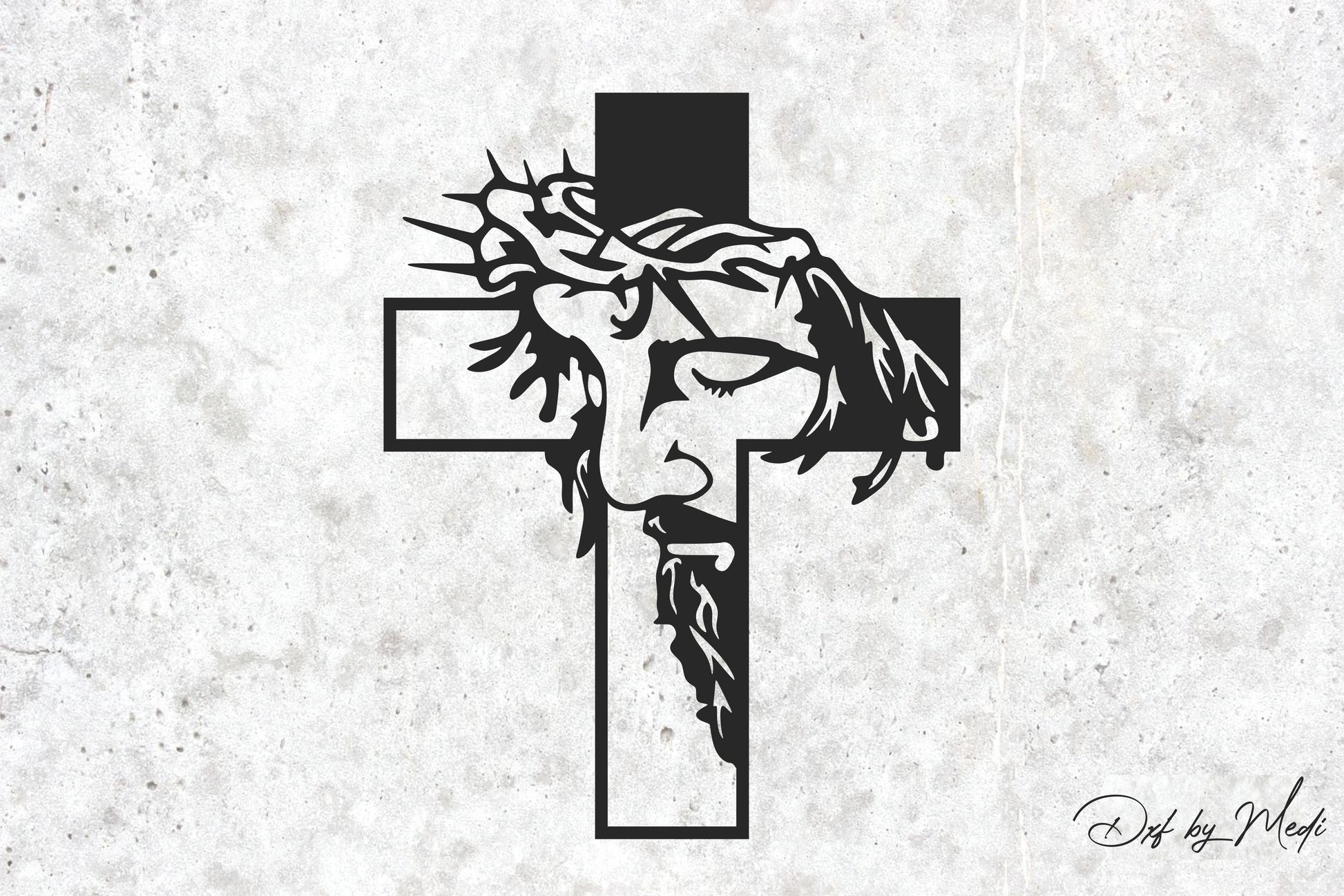 Jesus Face in Cross – Laser Cut File DXF SVG CDR