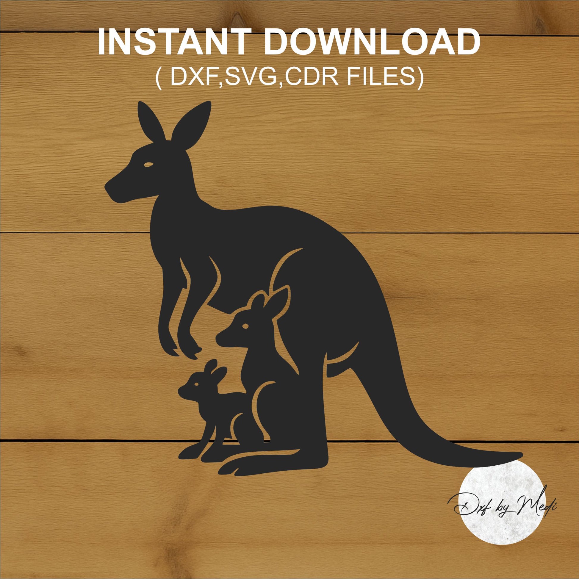 Kangaroo Family Silhouette SVG DXF CDR Laser Cut File