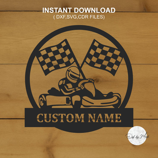 Karting Monogram Design | DXF SVG Files for CNC & Laser Cutting | Custom Racing Initials | Instant Download