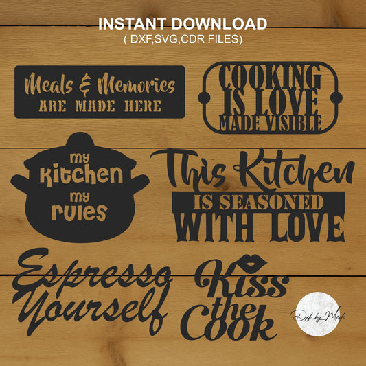 kitchen pack-DXF SVG files for Plasma Cnc Laser Waterjet Ready to cut clipart file.