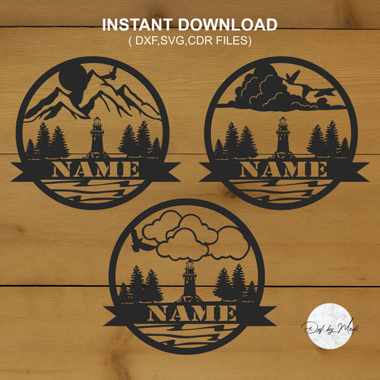 Personalized Lighthouse Outdoor Monogram pack - DXF SVG File for Cnc plasma laser Cutting