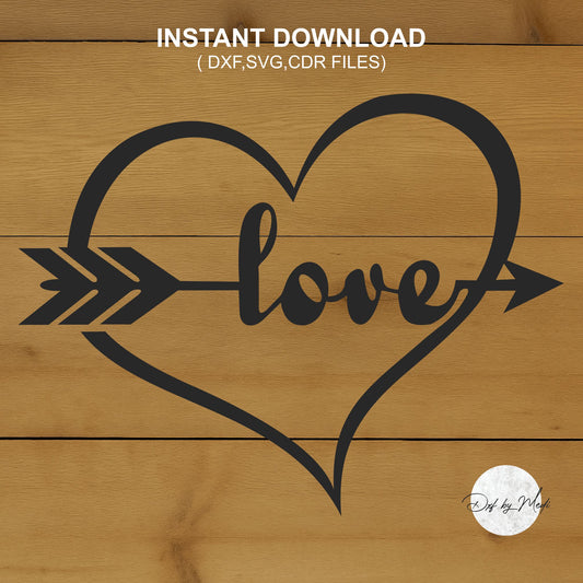 love heart arrow - DXF SVG files for Plasma Cnc Laser Waterjet Ready to cut clipart file