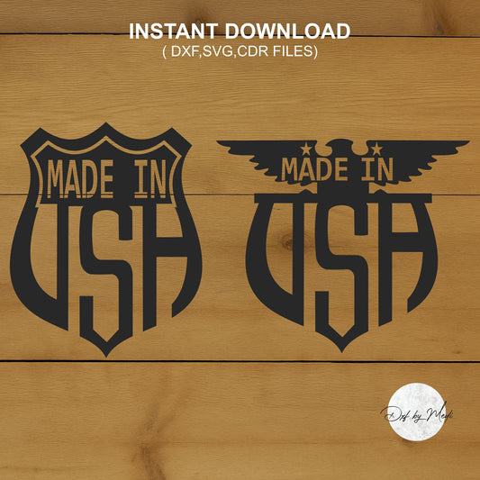 Set of Two Made in USA Signs Dxf Svg Files for CNC Cutting - DIY Decor ready to cut for plasma and waterjet
